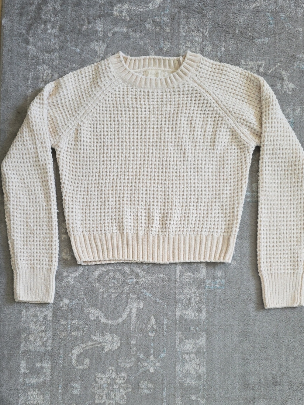 Altar'd State Cream Waffle Crewneck Sweater